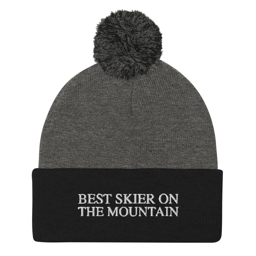 Skip The Last® - Best Skier On The Mountain - Embroidered Pom-Pom Beanie