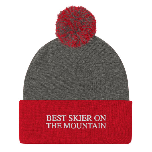 Skip The Last® - Best Skier On The Mountain - Embroidered Pom-Pom Beanie