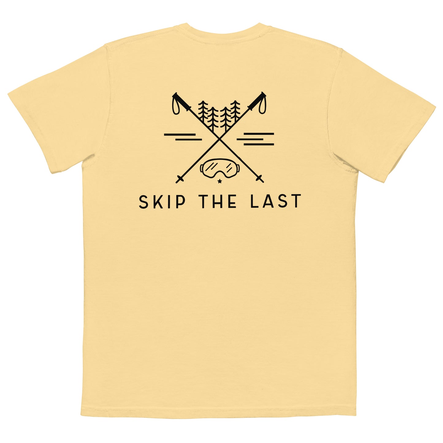 Two More Skip The Last "Adventure" butter Pocket T shirt. Back view