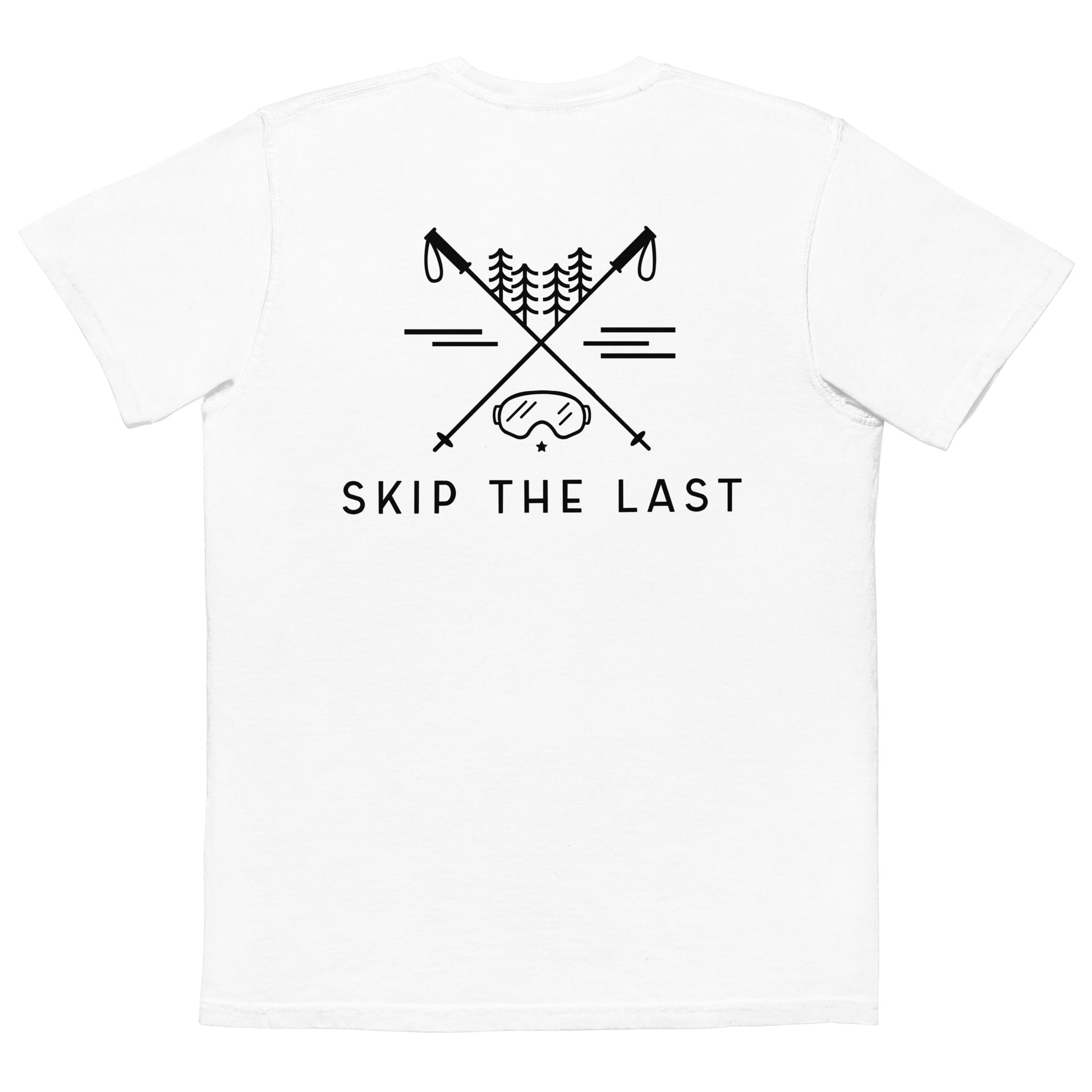 Two More Skip The Last "Adventure" white Pocket T shirt. Back view