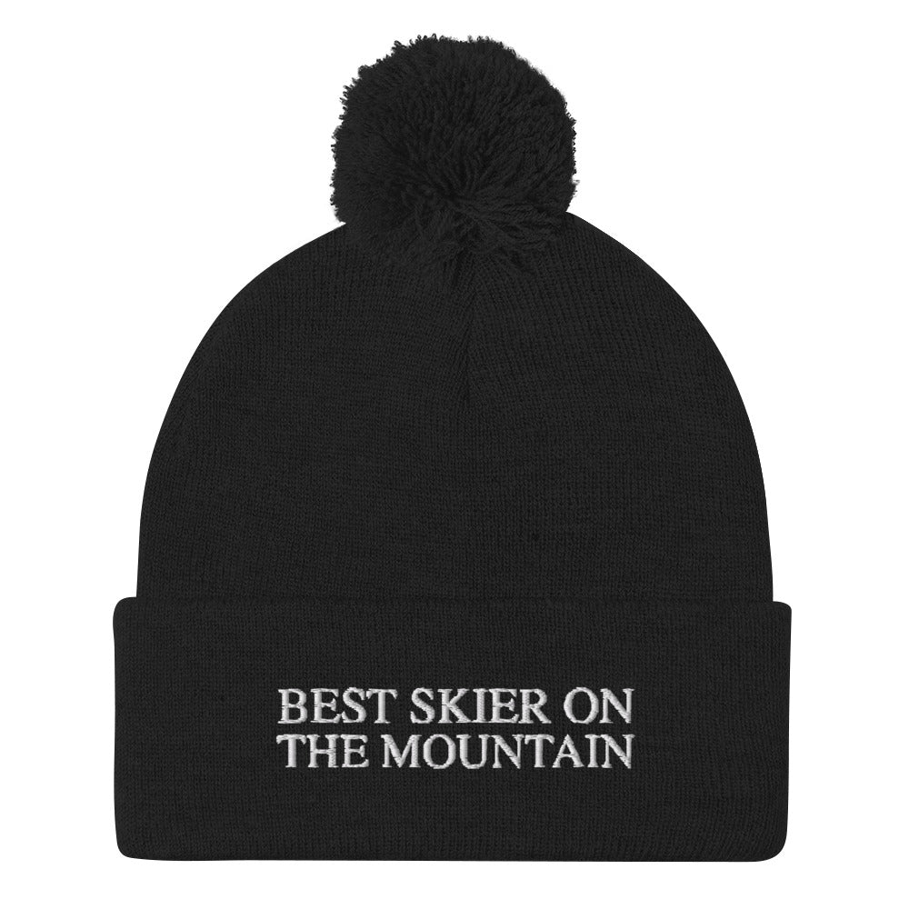 Skip The Last™ - Best Skier On The Mountain - Embroidered Pom-Pom Beanie