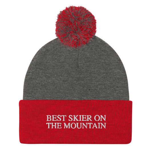 Skip The Last™ - Best Skier On The Mountain - Embroidered Pom-Pom Beanie