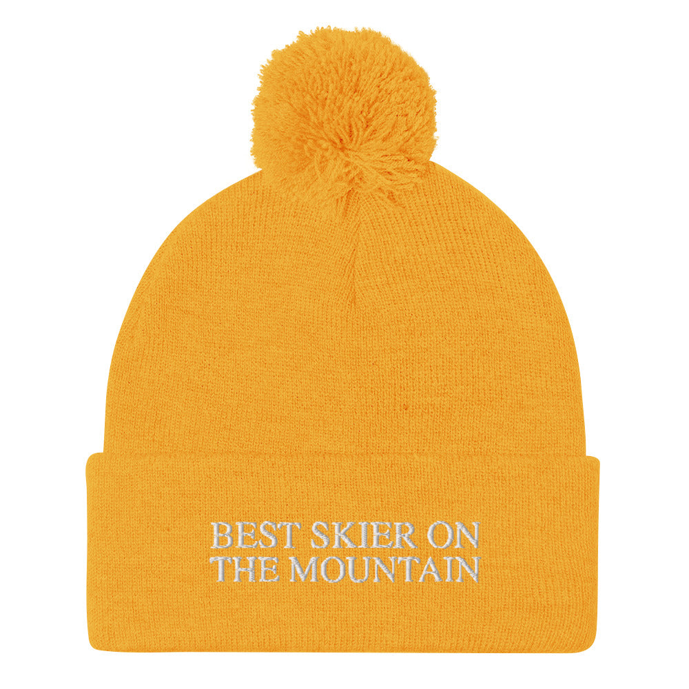 Skip The Last™ - Best Skier On The Mountain - Embroidered Pom-Pom Beanie