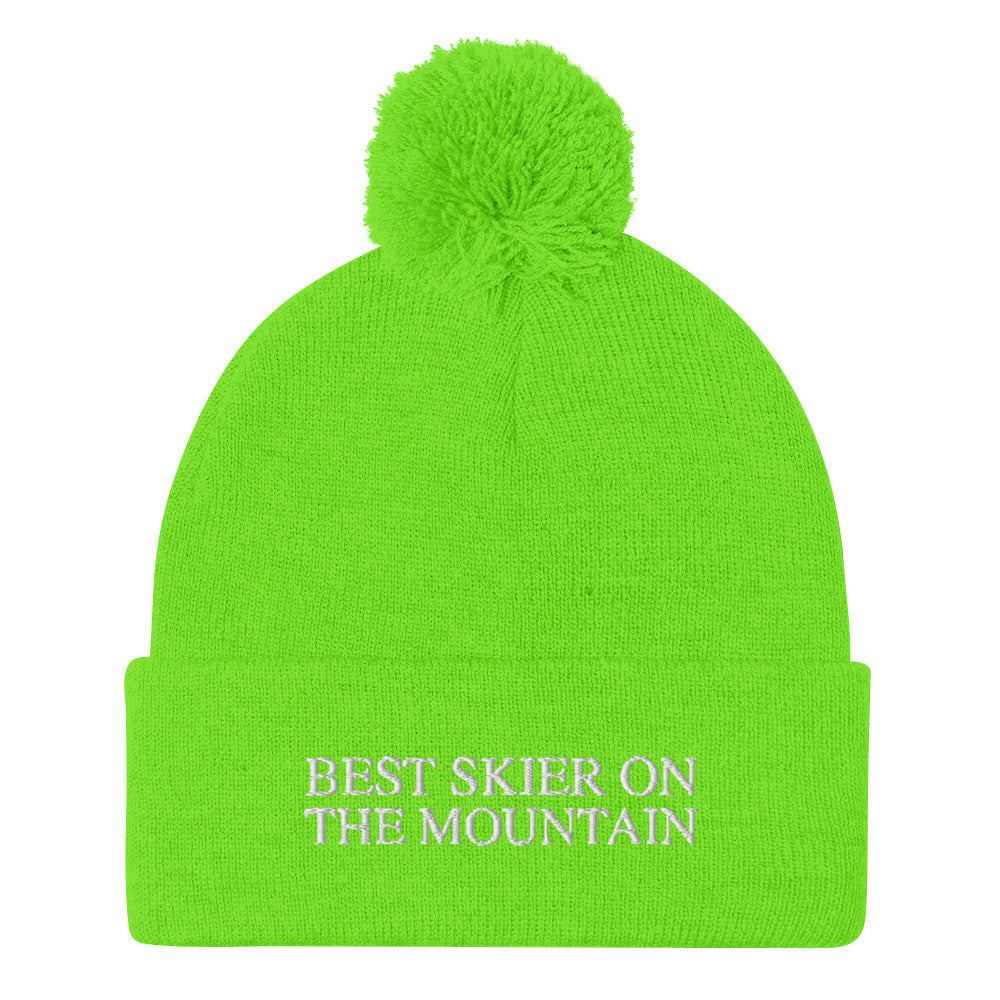 Skip The Last™ - Best Skier On The Mountain - Embroidered Pom-Pom Beanie