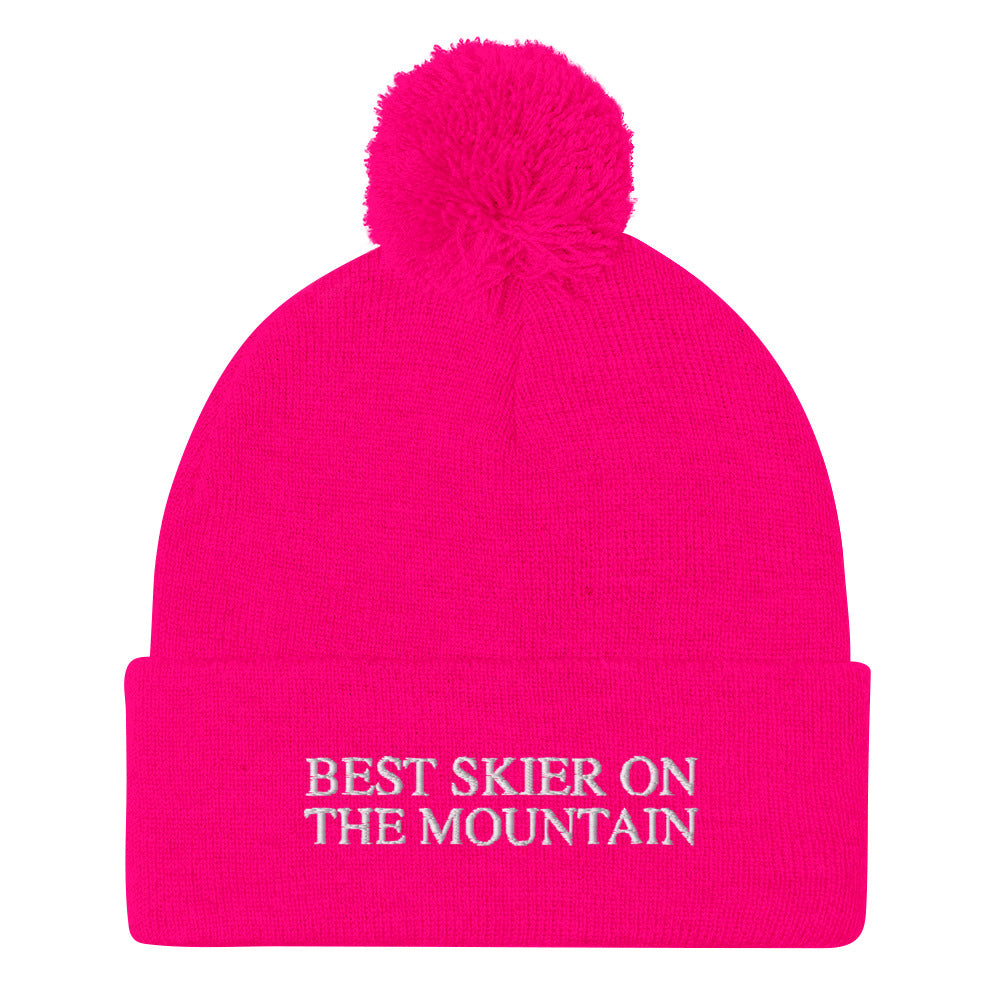 Skip The Last™ - Best Skier On The Mountain - Embroidered Pom-Pom Beanie