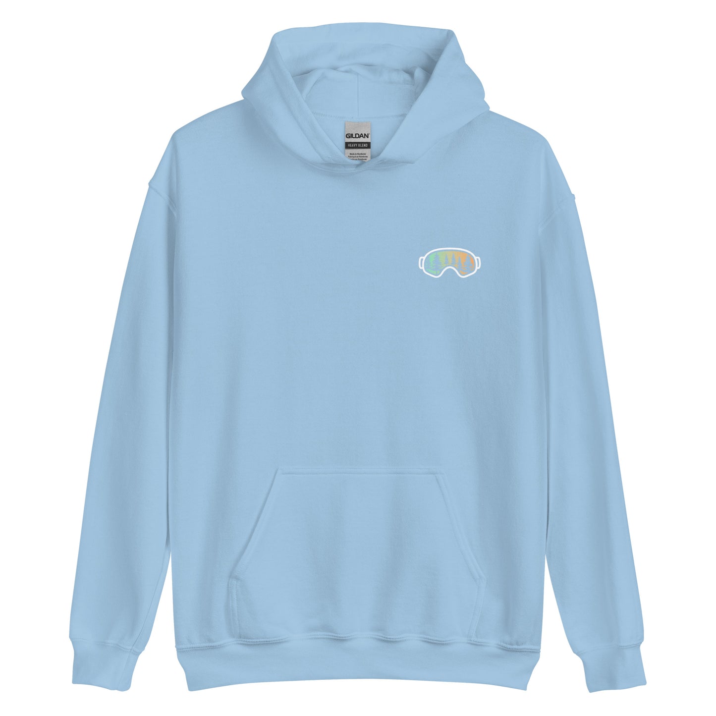 Two More Skip The Last "Retro Skip the Last" light blue unisex hoodie. Front view