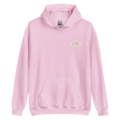 Two More Skip The Last "Retro Skip the Last" light pink unisex hoodie. Front view