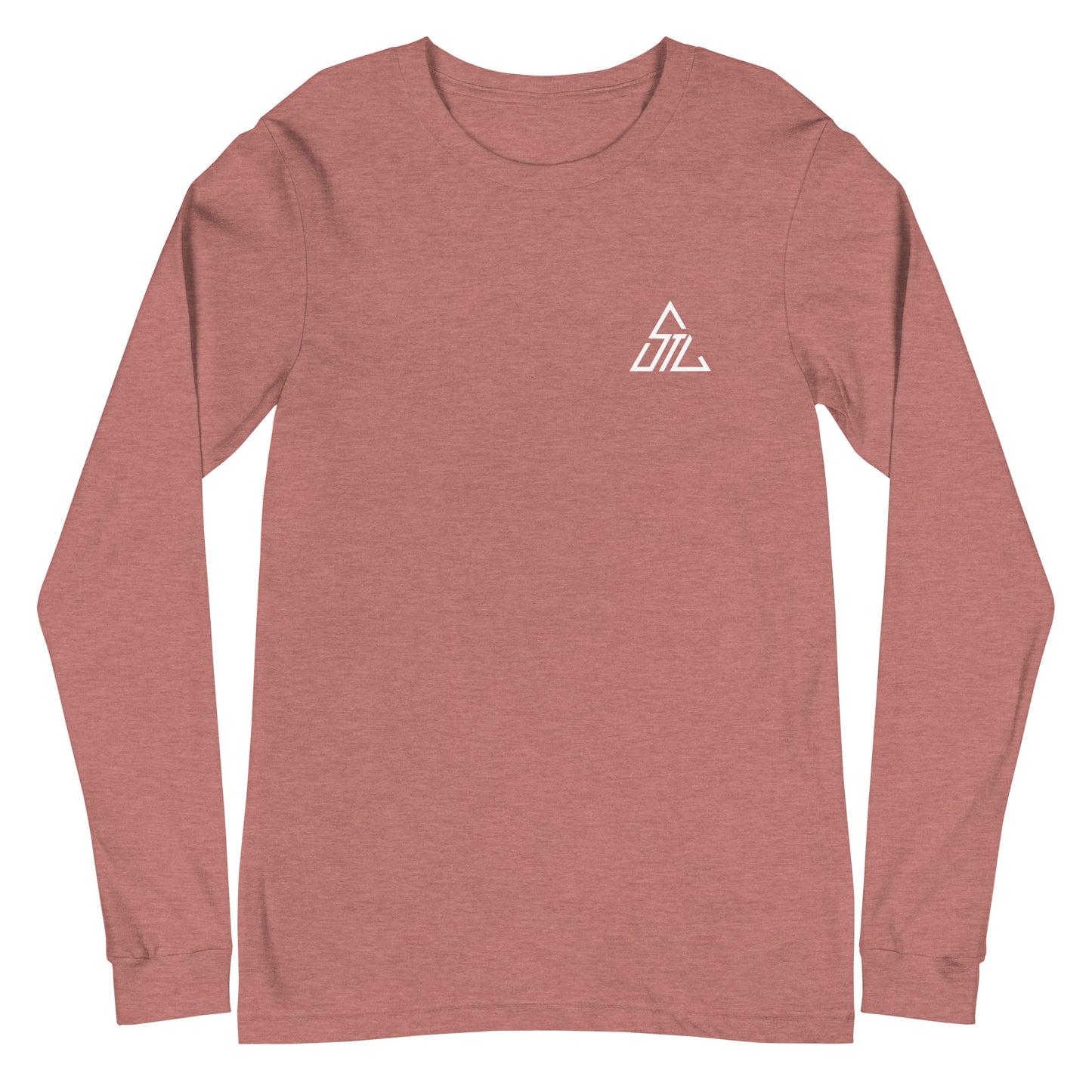 Two More Skip The Last "Bluebird" heather mauve unisex Long sleeve t-shirt. Front view