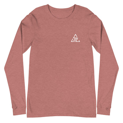 Two More Skip The Last "Bluebird" heather mauve unisex Long sleeve t-shirt. Front view